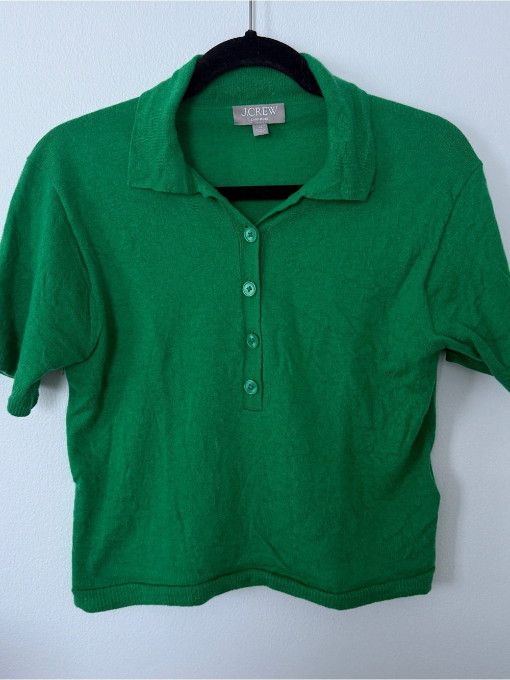 J. Crew women’s Green cashmere polo sweater